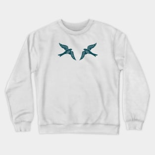 Folk Birds dark teal Crewneck Sweatshirt